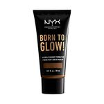 NYX Professional Makeup Born to Glow Radiant Foundation, Iridescent Finish, Buildable Medium Coverage, Vegan Formula, Shade: Cocoa