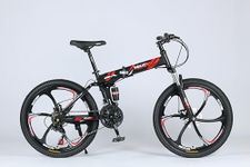selling united 26inch Foldable Mountain Bike Dual Suspension Hardtail Bicycle Men Women Mountain Bike 21 Speed Drivetrain Lightweight Frame Sport Cycling Bike for Adult (Black (2026 Model))
