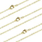 ALEXCRAFT Wholesale 12 PCS Gold Plated Brass Flat Cable Chain Finished Necklace Chains Bulk for Jewelry Making (30 Inch(2 MM))