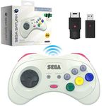 Retro-Bit Official Sega Saturn Plug & Play Console with Wireless Controller for Sega Saturn, Sega Genesis Mini, Switch, PS3, PC, Mac - Includes 2 Receivers & Storage Case (White)