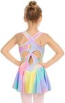 Arshiner Kid Girls Hollow Back Ballet Leotard with Skirt Sleeveless Dance Dresses