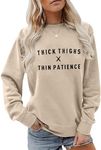 YITAN Women Graphic Cute Oversized Sweaters Drop Shoulder Sweatshirts Apricot Small