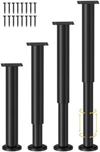 Wlrrcwdttc 4 Pcs Adjustable Height Bed Support Legs for Bed Frame/Bed Center Slat, Metal Adjustable Furniture Legs 10-17 inch for Bed/Sofa/Cabinet/Couch/Dresser/Table,Heavy Duty Bed Replacement Legs
