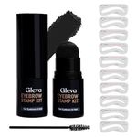 Gleva Eyebrow Stamp & Stencil Kit - Vegan Powder - Long-Lasting Stamping Kit With 10Pcs Reusable Thin & Thick Stencils for Perfect Brows (Black)
