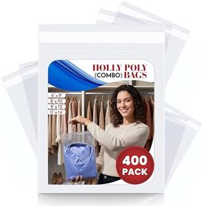 Holly Poly Bags - 400 Industrial Strong Clear Poly Bag Combo Set - 100 Bags Per Size - 6x9, 8x10, 9x12, 11x14 - Super Strong Seal with Suffocation Warning