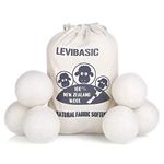 LEVIBASIC Wool Dryer Balls 6 Pack XL, 100% New Zealand Wool, Reusable Organic Fabric Softener & Dryer Sheet Alternative, Reduces Static & Wrinkles, Baby Safe, Chemical Free, Shortens Drying Time (White-6pcs)