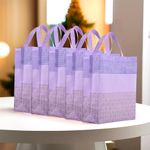 Kuber Industries Pack of 5 Shopping Bags | Non-Woven Grocery Handbags | Reusable Shopping Bags for Grocery-Vegetables | Multi-Purpose Shopping Bags | Half-Print Carry Bags | Large | Purple