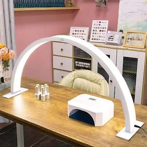 XOLLOZ Half-Moon Nail Desk Lamp for Professionals, 3360 Lumen Led Light for Nails, Perfect Led Manicure Desk Lamp | Tattoo Light | Lash Tech Light | Manicure Light Led (White) (Touch Control)