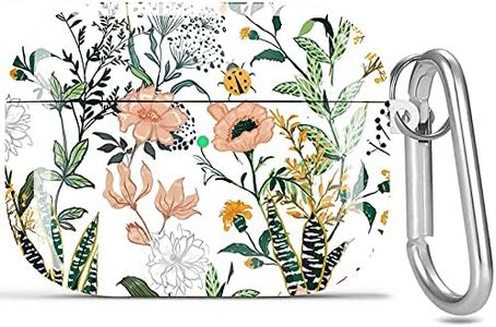 Olytop for Airpods Pro 2nd/1st Generation Case Floral 2019/2022/2023, Cute Ladybugs Air pod Pro Protective Cover Printed Skin Women Girl for Apple iPod Pro 2/1 Gen Case with Keychain - Flower/Cactus