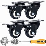 Copsrew 2" Swivel Rubber Caster wheels with Top Plate & Bearing Heavy Duty 600lb Load Capacity Pack of 4