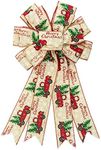 Large Christmas Wreath Bows, Christmas Red Car Burlap Ribbon Bows for Wreaths - Large Tree Topper Bows for Christmas Home Garden Indoor Outdoor Decoration Wreath Ornament Supplies