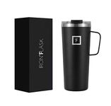 IRON °FLASK Grip Novelty Coffee Mug - Leak Proof, Vacuum Insulated Stainless Steel Bottle, Double Walled, Thermo Travel, Hot Cold, Water Metal Canteen - Midnight Black, 24 Oz - Classic Bottom