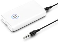 ORIA Car Bluetooth AUX Adapter, Bluetooth 5.0 Transmitter Receiver with 3.5mm Jack, USB Charging, 2-in-1 Wireless Bluetooth Audio Adapter for Home Stereo/Speakers/Wired Headphones - White