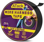 ATack Wire Harness Tape Black Cloth Tape Wire Loom Tape ¾-Inch x 50-Feet High Temperature Cloth Electrical Tape Automotive Electrical Tape, Cloth Tape Automotive Tape, Fabric Wire Tape