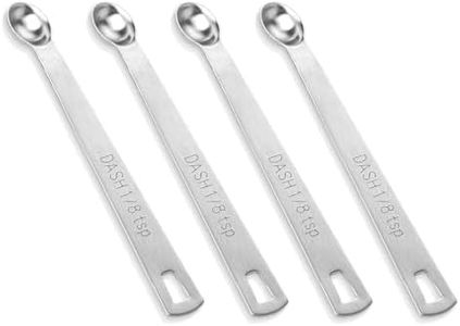 4 PCS 1/8 Teaspoon (1/8 Tsp | 0.625 mL | 0.625 cc) Single Measuring Spoon, Stainless Steel 1/8 Tsp Small Measuring Spoon Mini Measuring Spoons