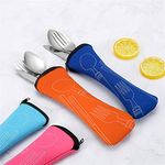 Verbier Spoon Set Cutlery Set of 3 Pcs Reusable Spoon, Fork and Chopsticks with Bag Travel Spoon Box for School, Office, Travelling Purpose Use Pack of 1