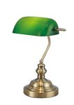 Deco D0085 Morgan Bankers Table Lamp 1 Light E27 Antique Brass/Green Glass