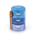 JusTea EARL GREY TEA TRIO | Stacking Tins Variety Pack with Hand Carved Tea Spoon | Loose Leaf Tea | High Caffeine | Fair Trade | Non-GMO