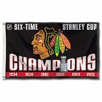 Chicago Blackhawks 6 Time Stanley Cup Champions Flag