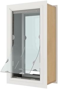 Pet Door for Walls | Clear Vinyl Dog & Cat Flap for Wall Installations | Durable & Rust-Free Aluminum Frame | White, Small, Double Flap