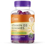 Daily Vitamin D Gummies for Adults - Contains 1000IU (25ug) VIT D3 Supplement for Immune Support - Easy Take Blackcurrant Flavour - 4 Month Supply - 120 Gummies - by Club Vits