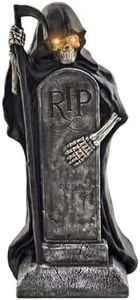Haunted Hill Farm 39-in. MGO Grim Reaper Holding Sickle Statue with LED Eyes, Standing Halloween Decoration for Spooky Indoor or Covered Outdoor Display