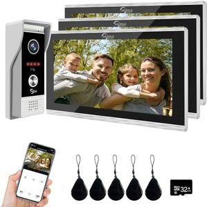 TUYA Video Doorbell Intercom(Wired), 1080P Video Doorbell Camera with 10" Touch Screen Monitor,Support Motion Detection, Multiple Unlocking Methods, 3 Indoor Monitors