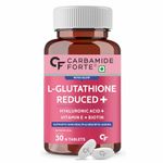 Carbamide Forte Japanese Reduced L Glutathione Tablets 500mg with Vitamin C from Amla Extract | Glutathione with Hyaluronic Acid, Vitamin E, Lycopene & Biotin – 30 Veg Tablets Each