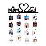 VAH Black Wooden Photo Frame - Display Picture Collage Organizer with Clips (Mom and Dad)