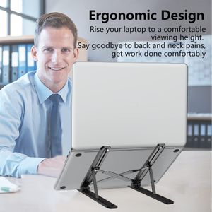 Tonmom Adjustable Laptop Stand – Black Ergonomic Portable Riser