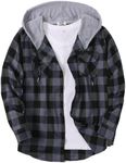 COOFANDY Men's Long Sleeve Flannel Hooded Waffle Plaid Jacket Loose Button Shirts Casual Overshirt