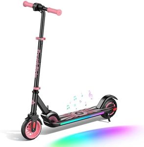 FanttikRide C9 Apex Trottinette Électrique Enfant 1,2-1,6 m, Haut-Parleur Bluetooth, Lumières Arc-en-Ciel, Vitesses 8/13/16 km/h, Autonomie 8 km, Hauteur Réglable, Pliable, Charge maximale 60 kg, Rose