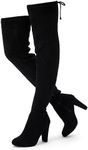 Vepose Women's 93 Over The Knee Boots, 3.7" Inch Long Thigh High Boot, Black Suede, Size 6.5 US-High Heel with Inner Zipper(CJY993 Black 06.5)