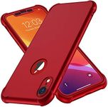 ORETECH Designed for iPhone XR Case with [2 x Tempered Glass Screen Protector] 360 Full Body Shockproof Anti Scratch Protection Cover Hard PC Soft Rubber Silicone Case for iPhone XR 6.1''2018 Red