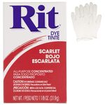 All Purpose Concentrated Rit Dye Powder Single Pack with Plastic Gloves for Clothing, Décor, and Crafts – Scarlet Red