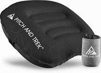 Pitch and Trek Camping Pillow with Removable Cover, Ultralight Portable Compact Inflatable Pillow for Neck Lumbar Support, Compressible Pillow for Hiking, Beach, Hammock, and Backpacking Gear