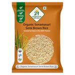 24 Mantra Organic Sonamasuri Unpolished Semi Brown Rice/Handpounded/Semi Brown Chawal- 5 Kg | 100% Organic | Chemical Free & Pesticides Free