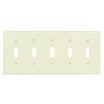 Leviton 78023 5-Gang Toggle Device Switch Wallplate, Standard Size, Thermoset, Device Mount, Light Almond by Leviton