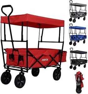 Arebos Chariot de Transport Pliable avec Toit| 2X Poches en Filet et 1x Poche extérieure | pneus Pleins en Caoutchouc | XXL | capacité de Charge de 70 kg | Rouge