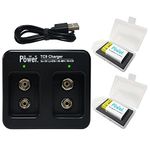 DMK Power 2 x 9V (950mAh) Rechargeable Li-ion Batteries with Battery Protection Box and 1 x TC9 Micro USB Charger compatible with 9V Li-ion, Ni-MH, Ni-CD rechargeable Lithium Battery