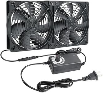 Qirssyn 2 x 120mm 240mm Computer Fan with AC Plug, 110V - 240V AC Powered Fan with Variable Speed Controller for Receiver Cabinet Chassis Machine Server Workstation Cooling