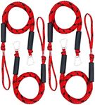 Boat Dock Line Mooring Bungee Rope for Boat, Boat Accessories , Ideal for Jet Ski, SeaDoo, Kayak, Pontoon,Power Boat WaveRunner , Boating Gifts, 4 Pack