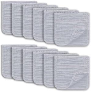 Ease Cubs Muslin Burp Cloths Large 100% Cotton Hand Washcloths for Boys & Girls, Baby Essentials Extra Absorbent and Soft Burping Rags for Newborn Registry (Slate, 12-Pack, 20" X10")