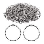 100Pcs Metal Ball Bead Chain Keyring Chain Extender for Label Tags, 5.9inch Ball Bead Chain Keychain Connector Silver Iron Small Tag Chain for Hanging Jewellery Making Badge Holders