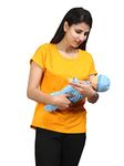 Sillyboom Premium Cotton Solid Women's Pregnancy Maternity Feeding T-Shirt, Nursing Top Tee Round Neck Half Sleeves T-Shirt for Pregnant Women (Mango, XL)