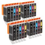 Go Inks 4 Set of 5 Ink Cartridges to replace PGI-525 & CLI-526 Compatible/non-OEM for PIXMA Printers (20 Pack)