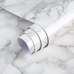 TOTIO Creamy White Marble Wallpaper Peel Stick Shiny Thicken Granite Countertop Contact Paper 31.5x157inch Waterproof Oil Proof Self Adhesive Furniture Stickers Kitchen Bathroom Vinyl Decorative Film