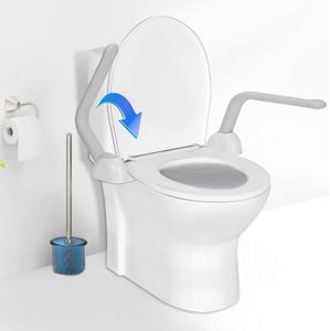 Toilet Safety Rails for Seniors, Adjustable Armrest, Space Saving, Stylish and Durable, Anti Slip and Anti Fall, Suitable for Elderly, Disabled, Pregnant Women with Armrest Toilet Safety Rail