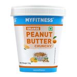 MYFITNESS Orange Crunchy Peanut Butter 510g | 23g Protein | Tasty & Healthy Breakfast | Vegan | Cholesterol Free, Gluten Free | No Palm Oil | Zero Trans-Fat | Flavoured Peanut Butter