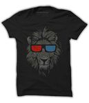 Quote Marshals Men's Funky Lion King Print Round Neck Black Cotton T-Shirt (3XL)